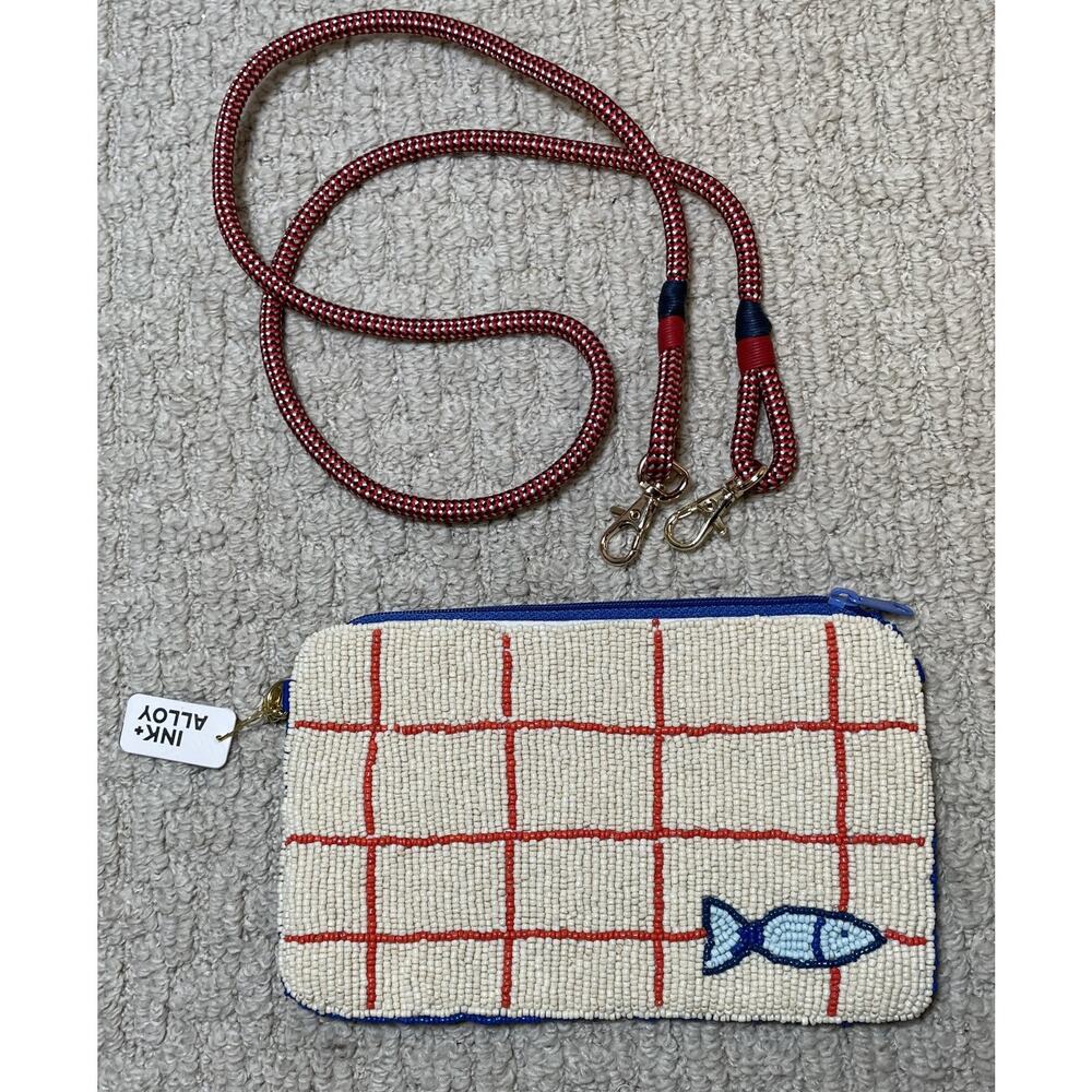Ink Alloy Leila Beaded Clutch w/ Strap Crossbody NWT Sardines in Tin Sead Beads - Picture 2 of 10
